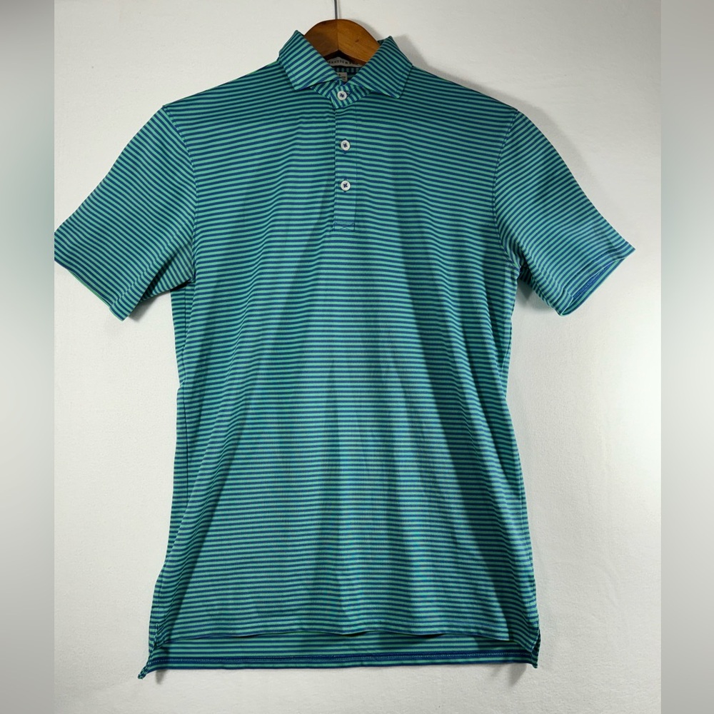 Holderness and Bourne Blue Green Striped Golf Polo Men’s Size Small